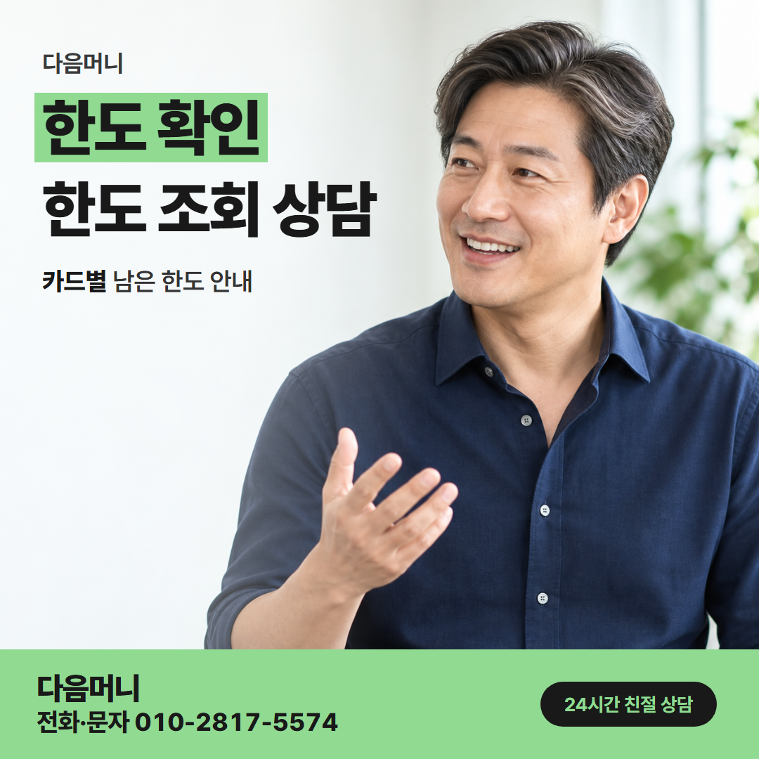 다음머니 국민카드현금화 결제일 뒤 회복되는 남은 한도