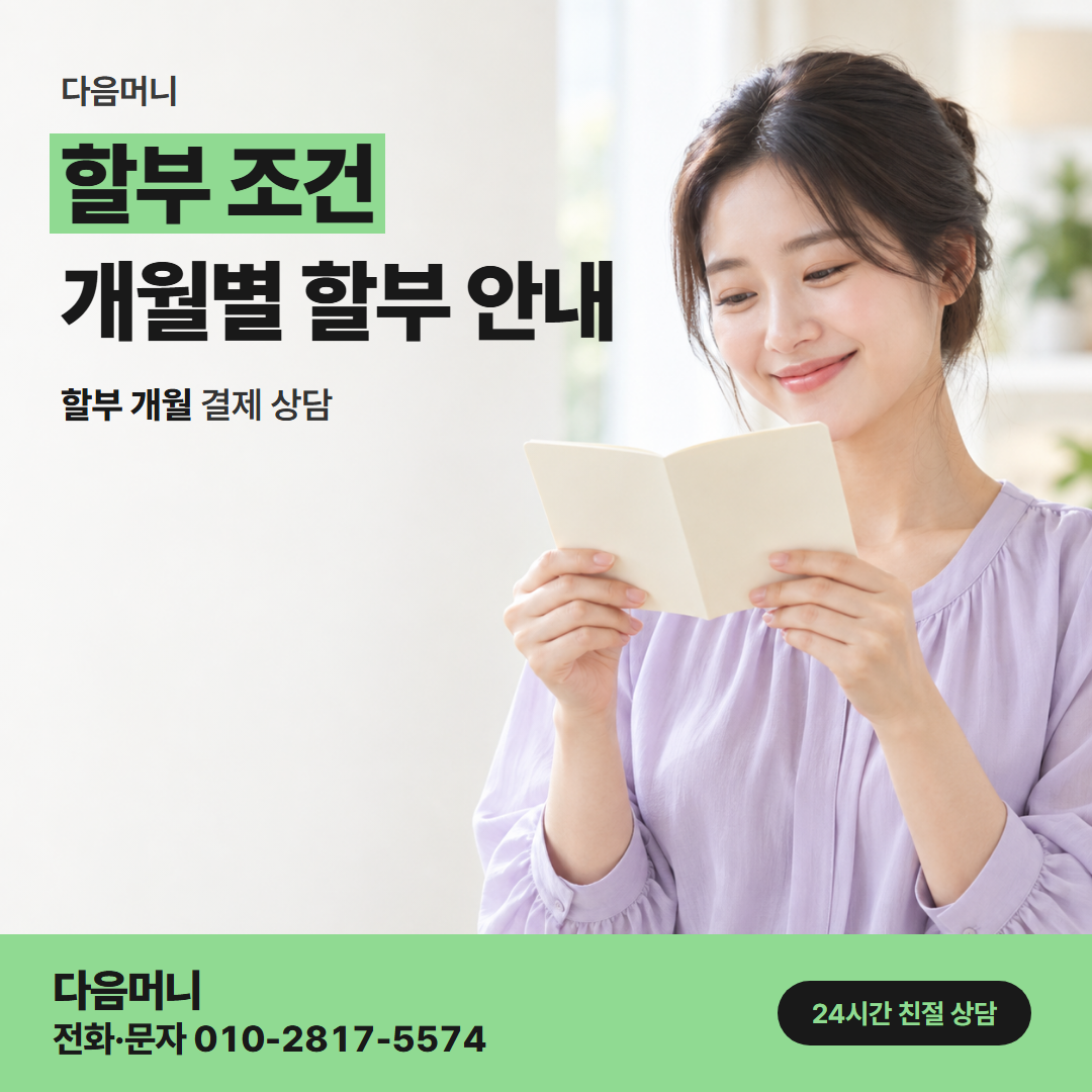 다음머니 국민카드현금화 매달 조금씩 돌아오는 할부 한도